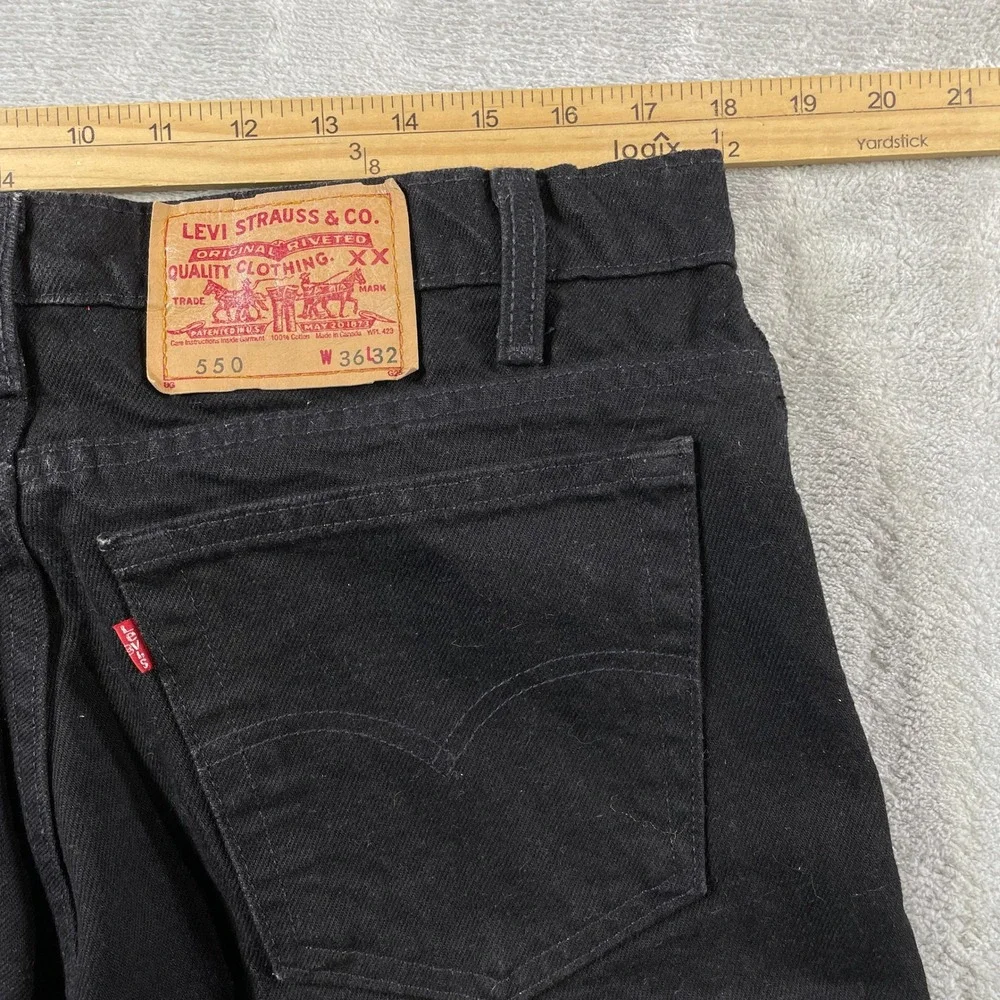 Vintage Levis 550 Jeans Mens 36x32 Black Relaxed Tapered‎ Canada Grunge Punk